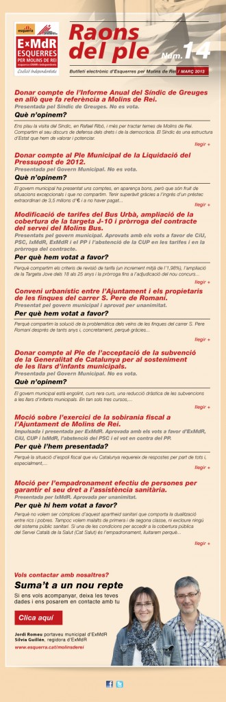 Raons del Ple 14. març 2013