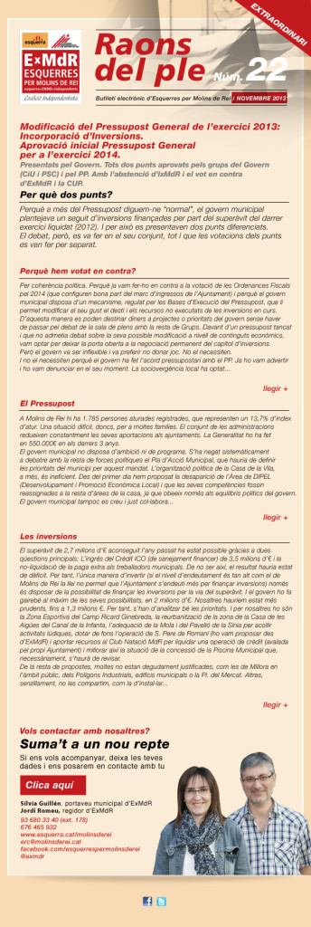 Raons del Ple 22 Extra Pressupost 11.2013